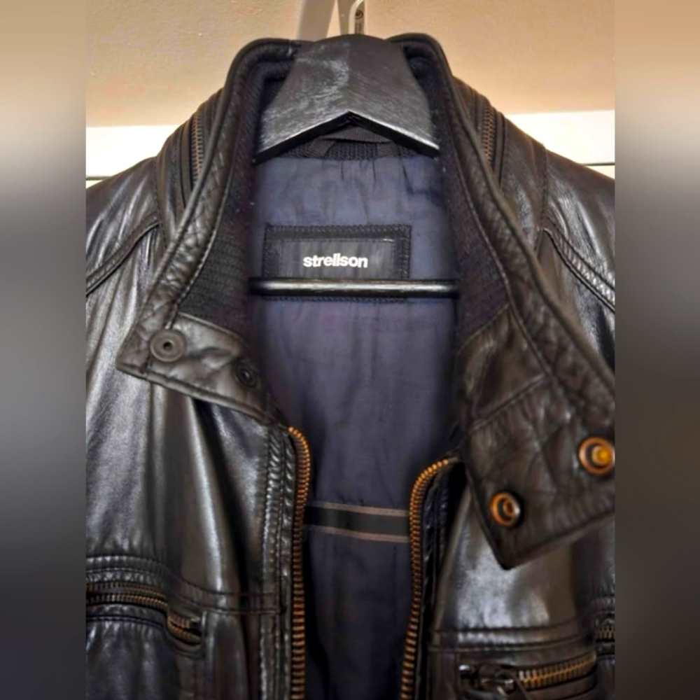 Strellson Black Leather Jacket for Men